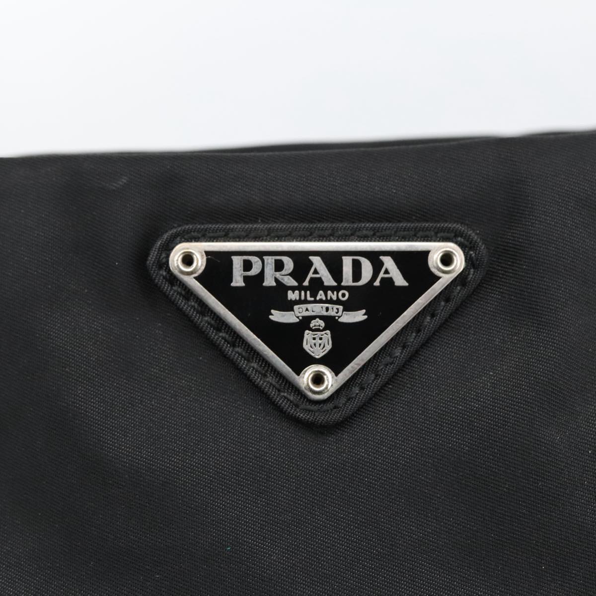 PRADA Shoulder Bag Nylon Black Silver Auth 102903