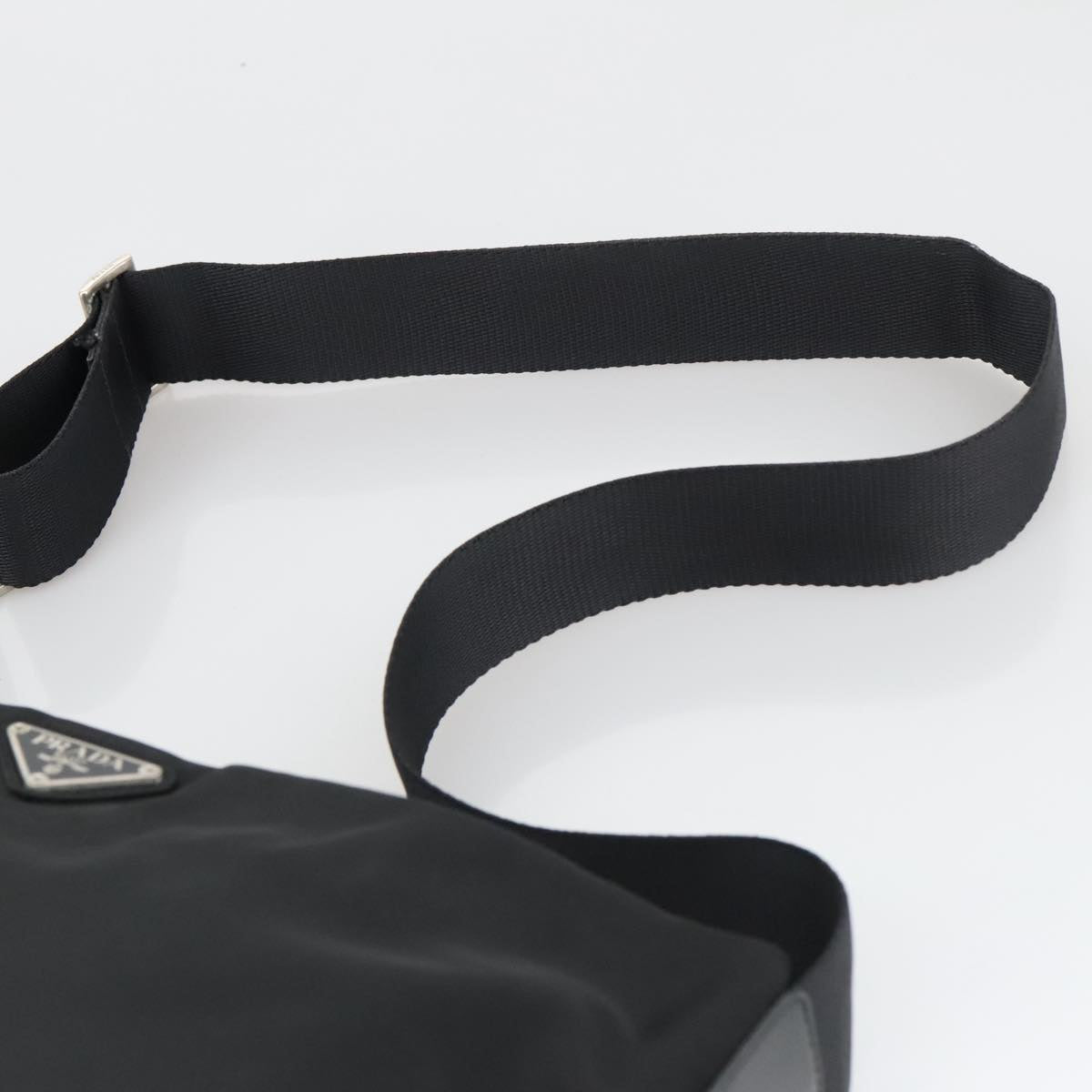 PRADA Shoulder Bag Nylon Black Silver Auth 102903