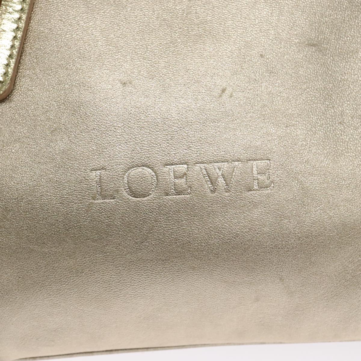 LOEWE Anagram Tote Bag Leather Gold Auth 102906