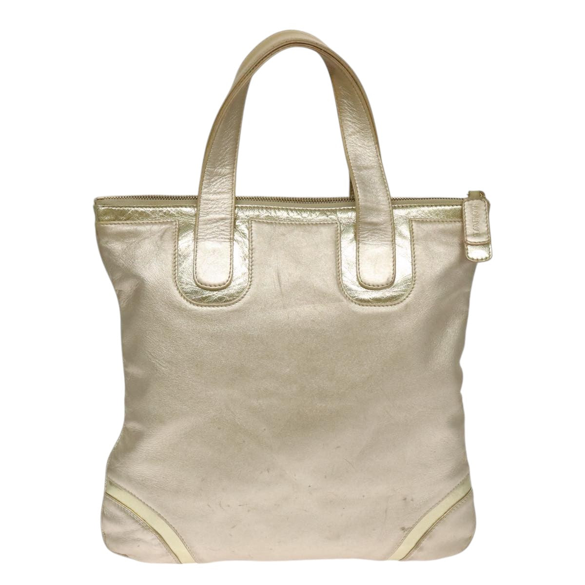 LOEWE Anagram Tote Bag Leather Gold Auth 102906 - 0