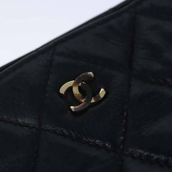 CHANEL Matelasse Chain Tote Bag Leather Black Gold CC Auth 102918