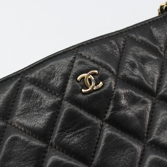 CHANEL Matelasse Chain Tote Tas Leer Zwart Goud CC Auth 102918