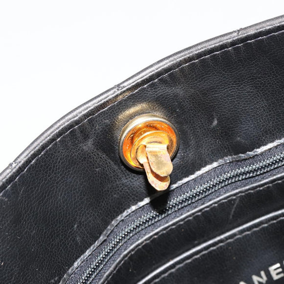 CHANEL Matelasse Chain Tote Tas Leer Zwart Goud CC Auth 102918