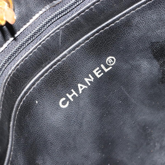 CHANEL Matelasse Chain Tote Tas Leer Zwart Goud CC Auth 102918