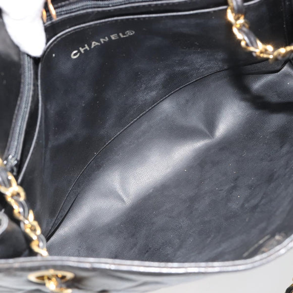 CHANEL Matelasse Chain Tote Tas Leer Zwart Goud CC Auth 102918