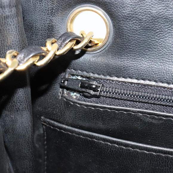 CHANEL Matelasse Chain Tote Tas Leer Zwart Goud CC Auth 102918