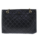 CHANEL Matelasse Chain Tote Bag Leather Black Gold CC Auth 102918-13
