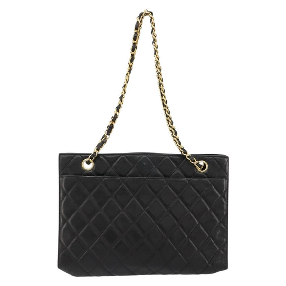 CHANEL Matelasse Chain Tote Tas Leer Zwart Goud CC Auth 102918