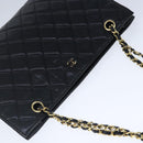 CHANEL Matelasse Chain Tote Bag Leather Black Gold CC Auth 102918-6