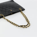 CHANEL Matelasse Chain Tote Tas Leer Zwart Goud CC Auth 102918-7
