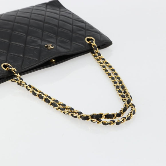 CHANEL Matelasse Chain Tote Tas Leer Zwart Goud CC Auth 102918