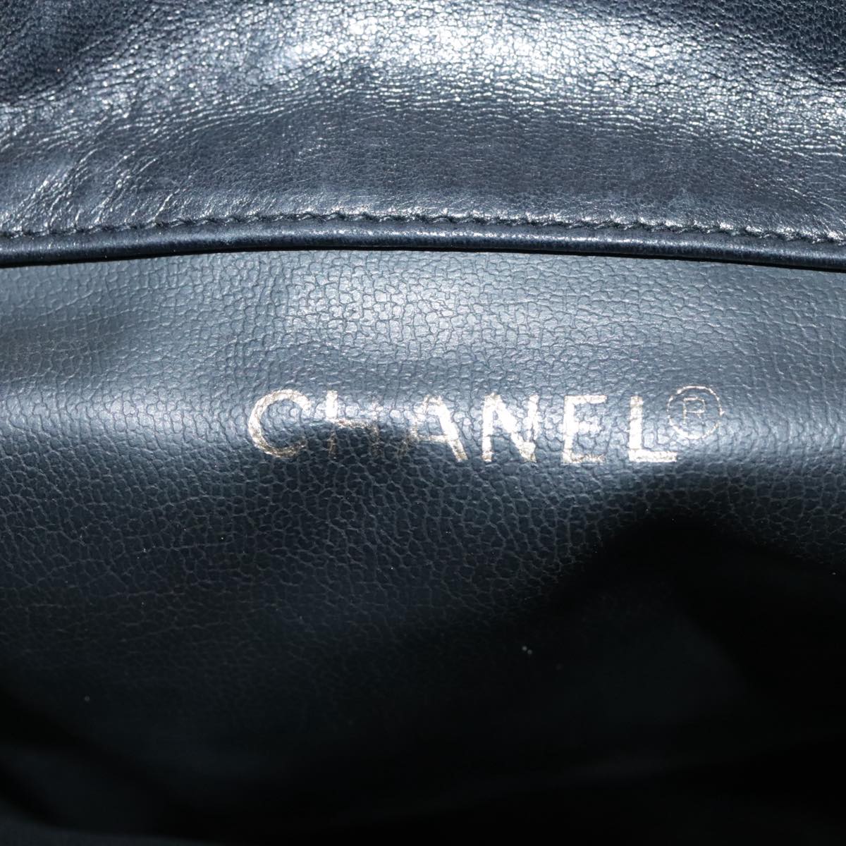 CHANEL COCO Mark Chain Body Bag Lamb Skin Black CC Auth 102945