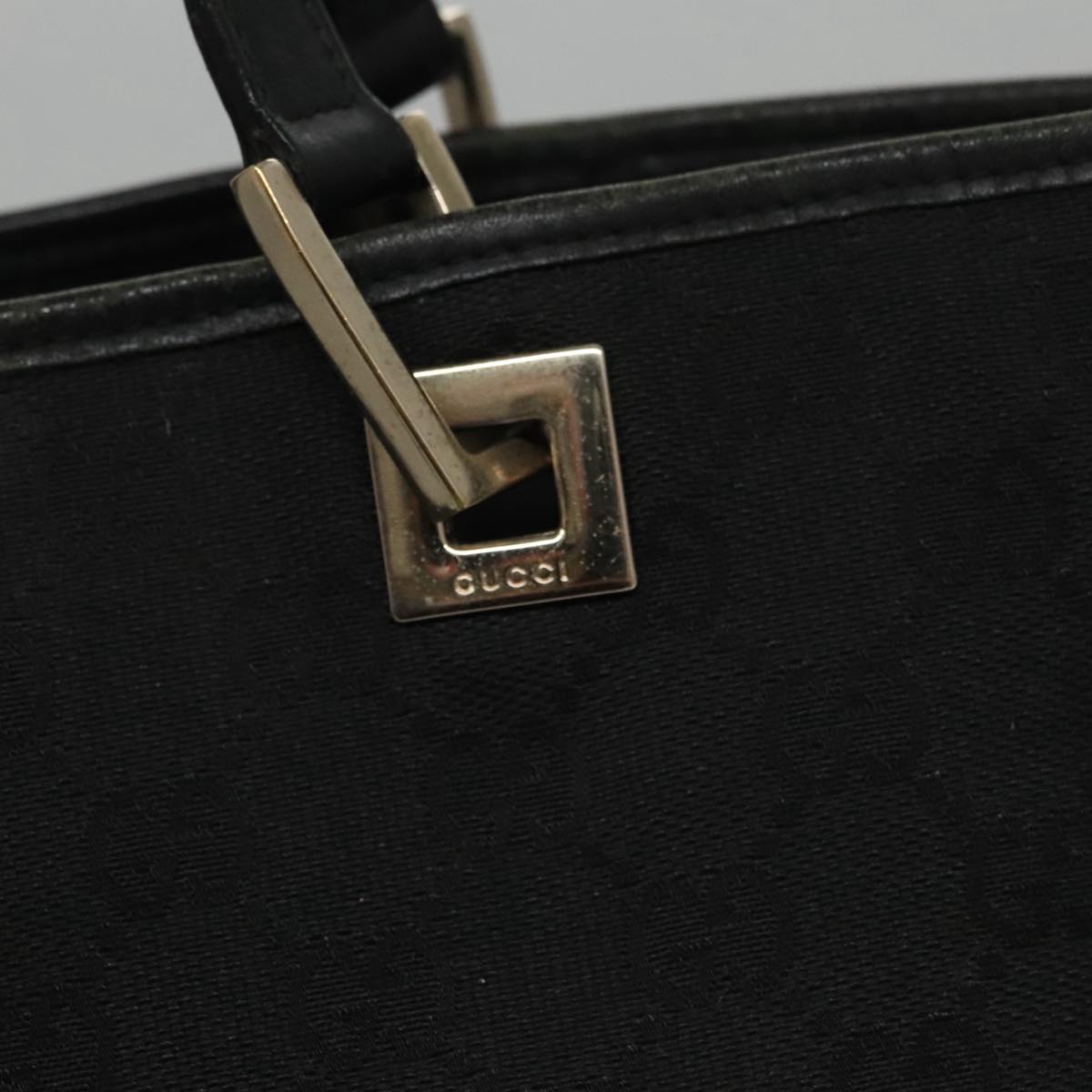 GUCCI GG Canvas Tote Bag Black Gold 002 1098 2404 Auth 102957