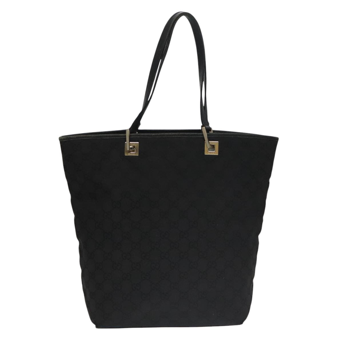 GUCCI GG Canvas Tote Bag Black Gold 002 1098 2404 Auth 102957