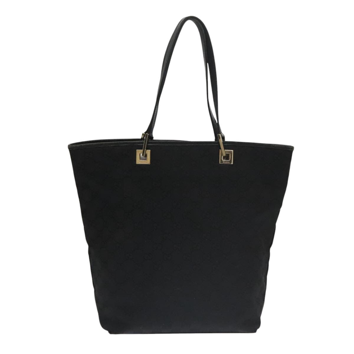 GUCCI GG Canvas Tote Bag Black Gold 002 1098 2404 Auth 102957 - 0