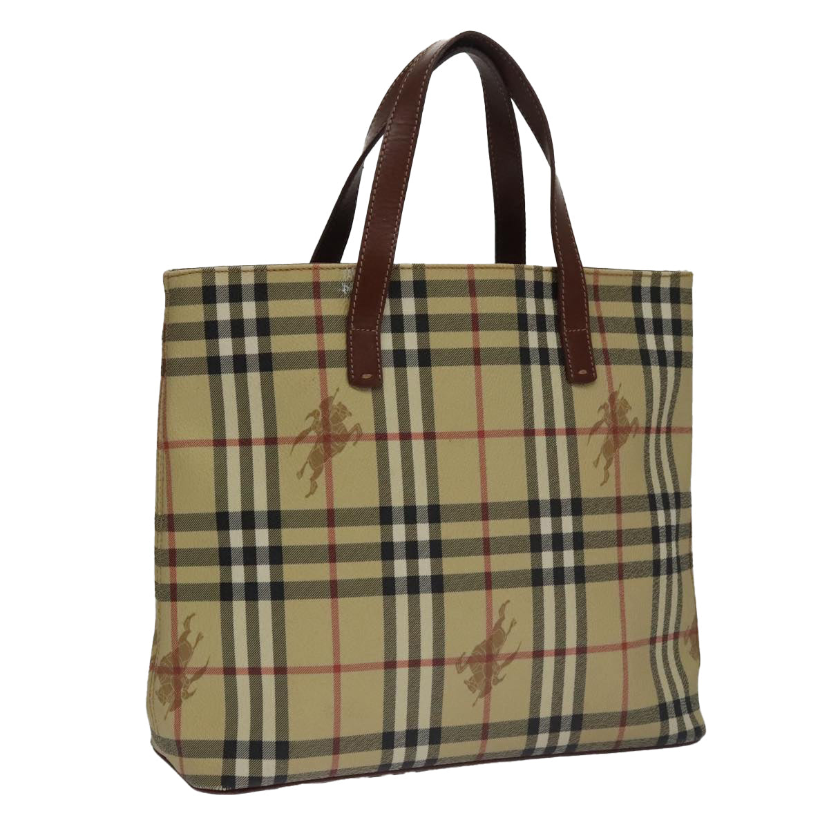 BURBERRY Nova Check Tote Bag PVC Beige Auth 102958