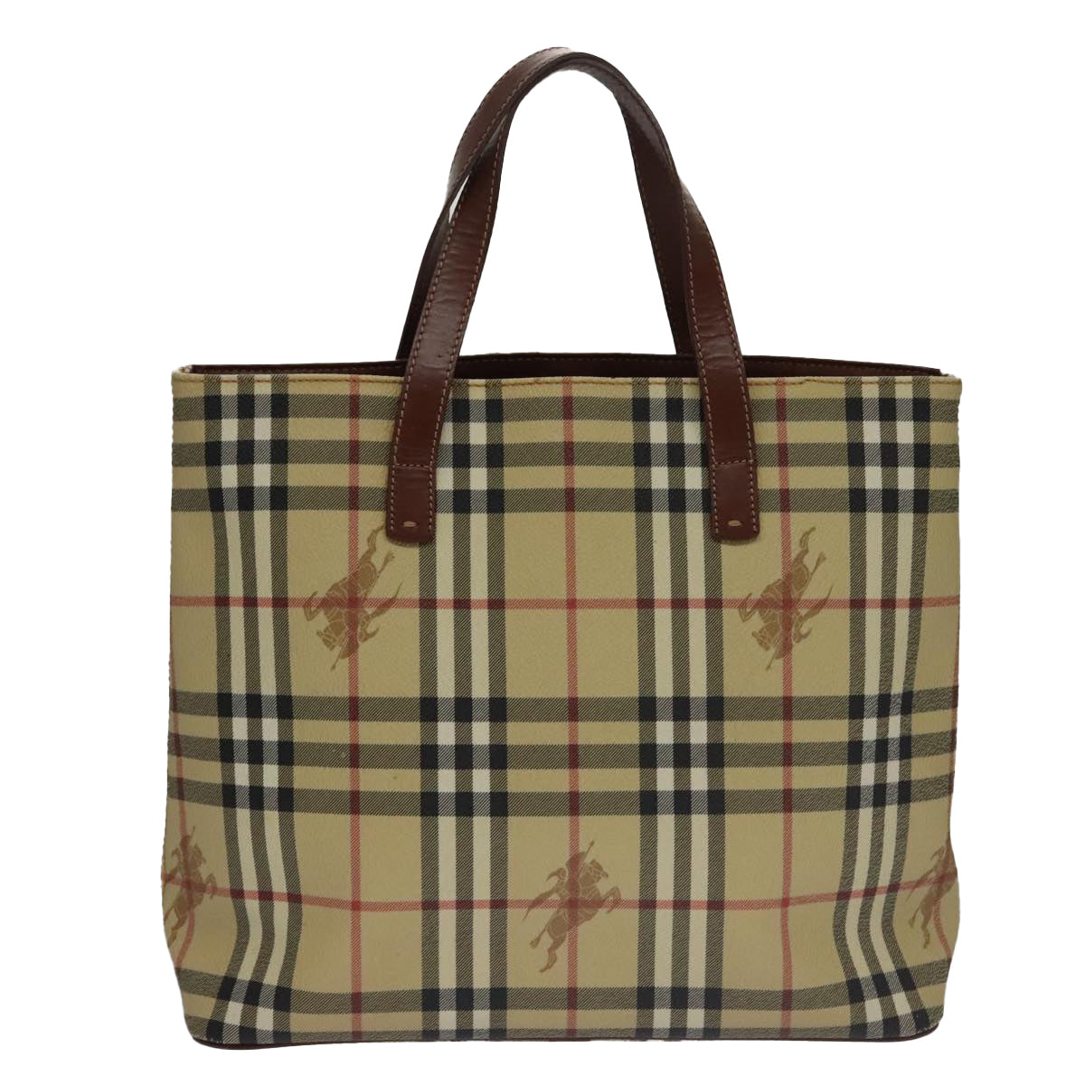 BURBERRY Nova Check Tote Bag PVC Beige Auth 102958