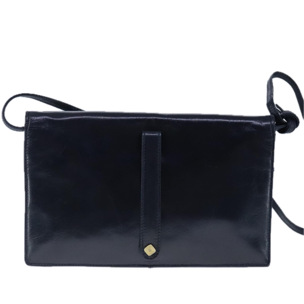 LOEWE Anagram Shoulder Bag Leather Black Gold Auth 102964 - 0