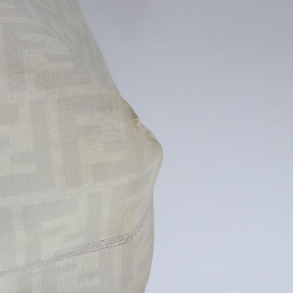 FENDI Zucca Canvas Tote Bag PVC White Silver Auth 102974