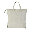 FENDI Zucca Canvas Tote Bag PVC White Silver Auth 102974-2