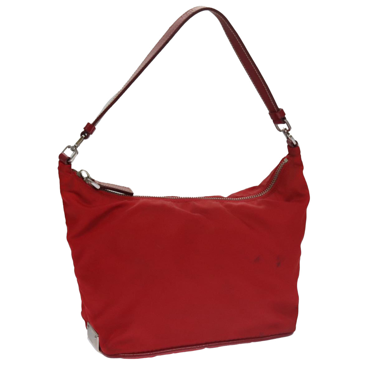 PRADA Hand Bag Nylon Red Auth 102978