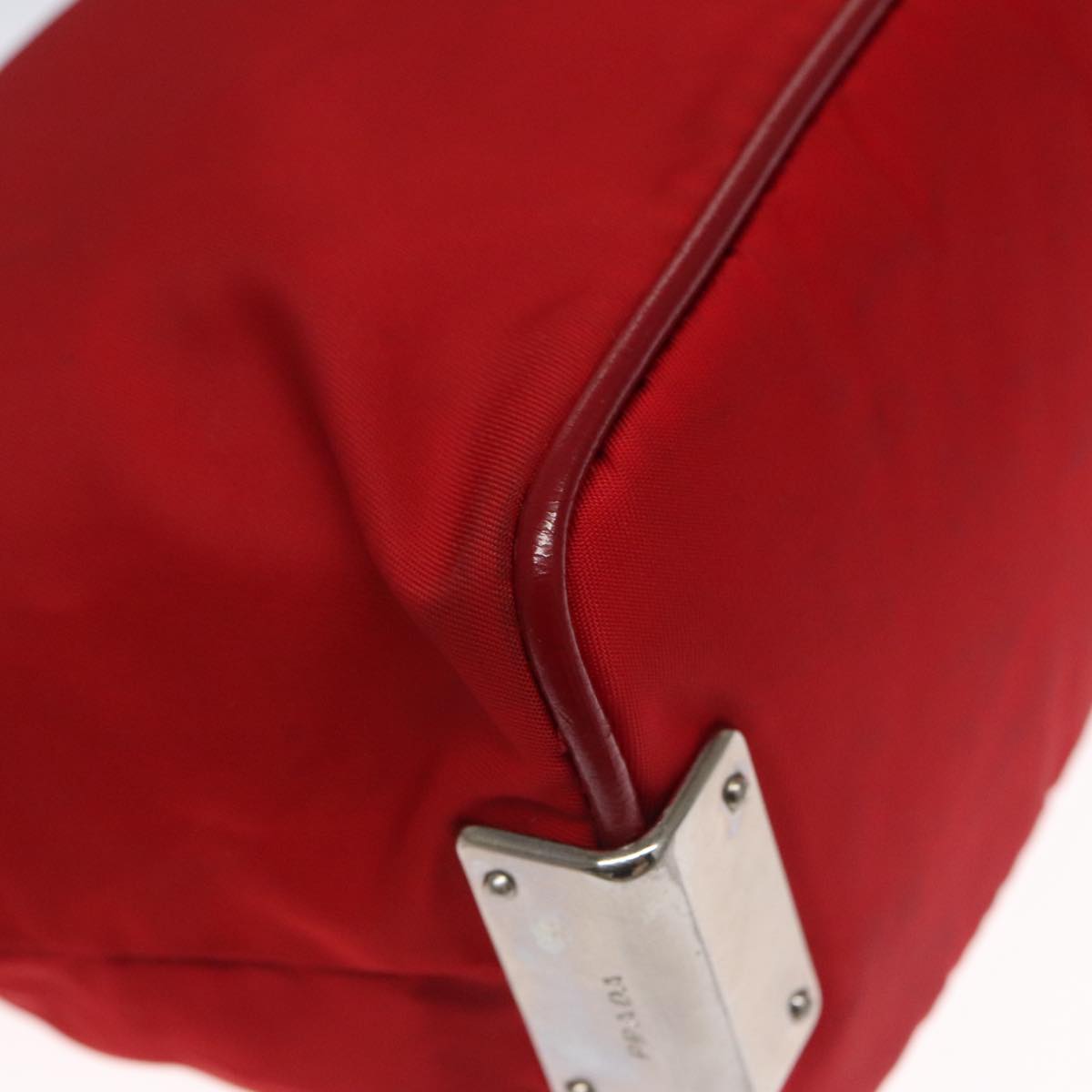 PRADA Hand Bag Nylon Red Auth 102978