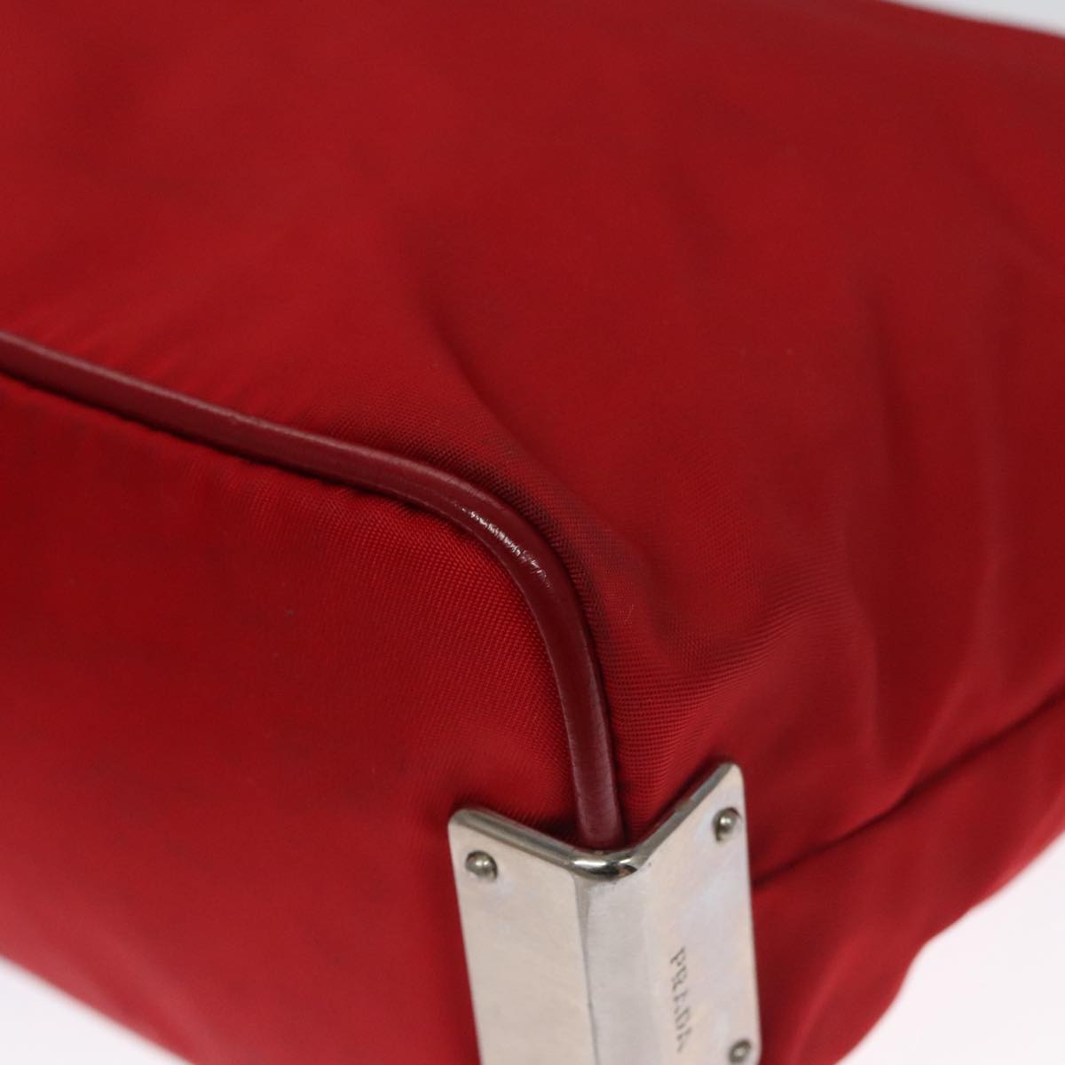 PRADA Hand Bag Nylon Red Auth 102978