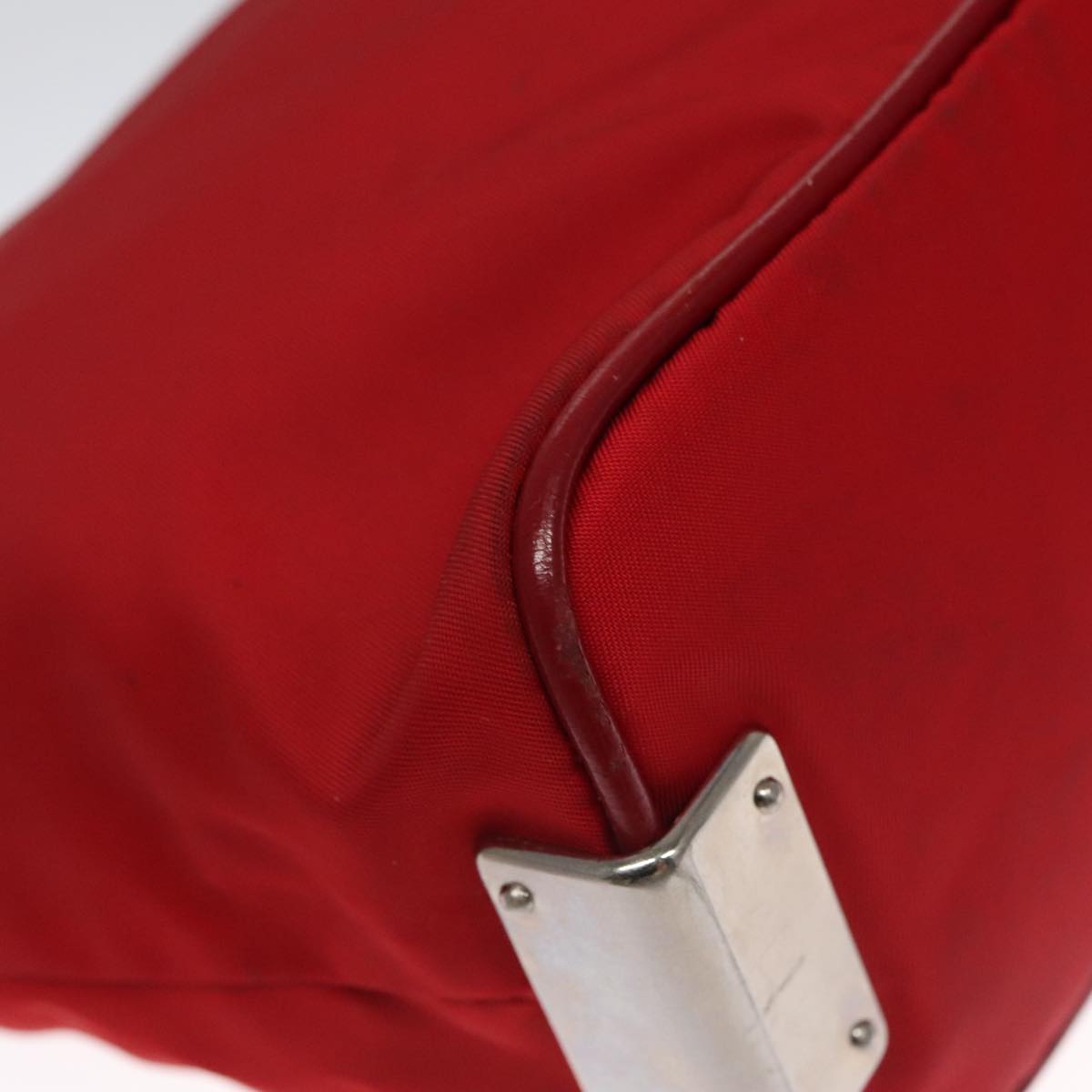 PRADA Hand Bag Nylon Red Auth 102978