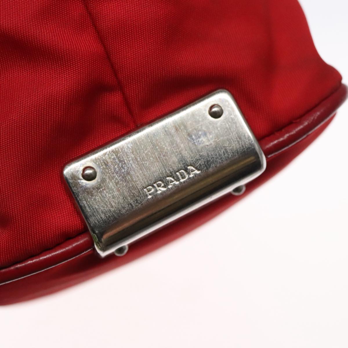 PRADA Hand Bag Nylon Red Auth 102978