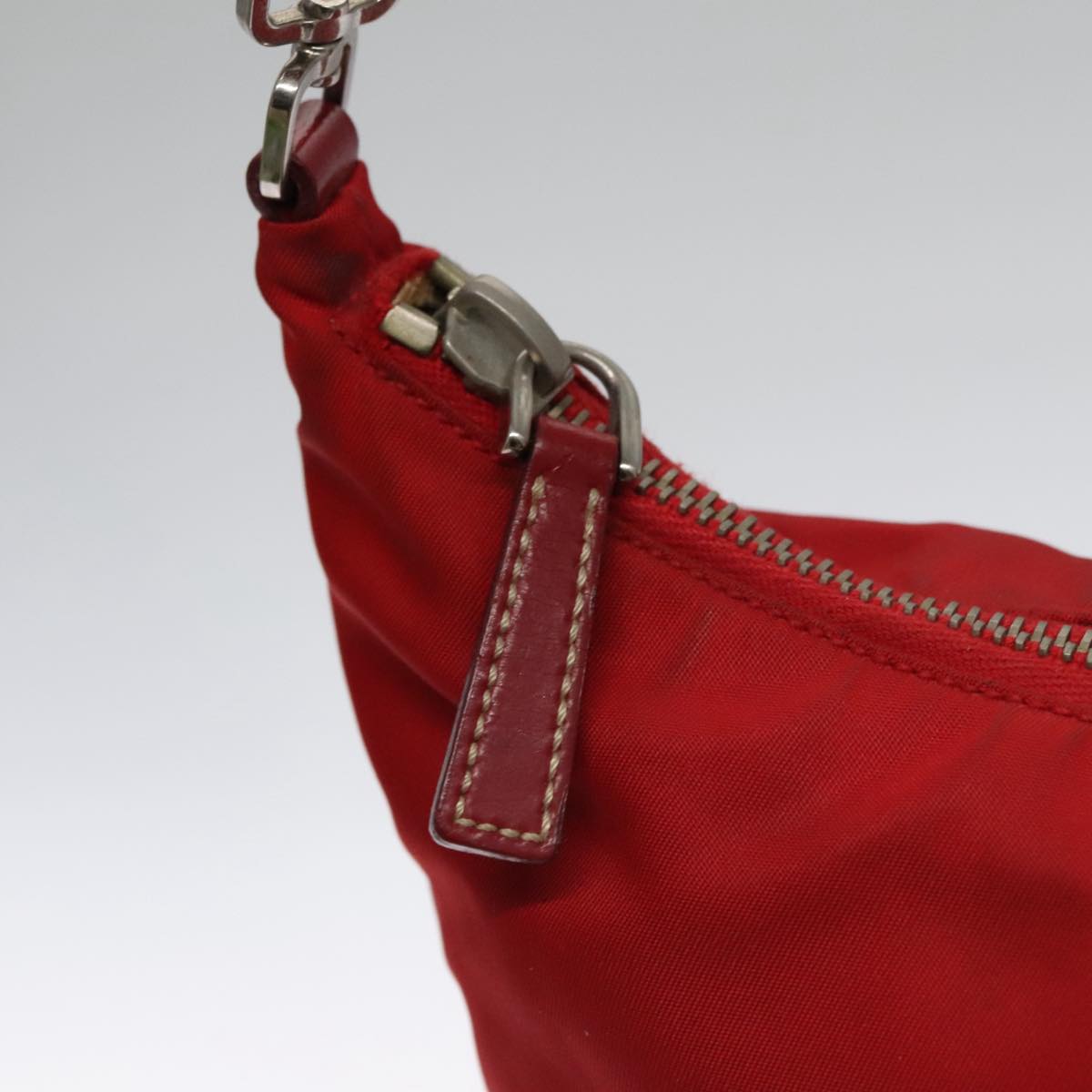 PRADA Hand Bag Nylon Red Auth 102978