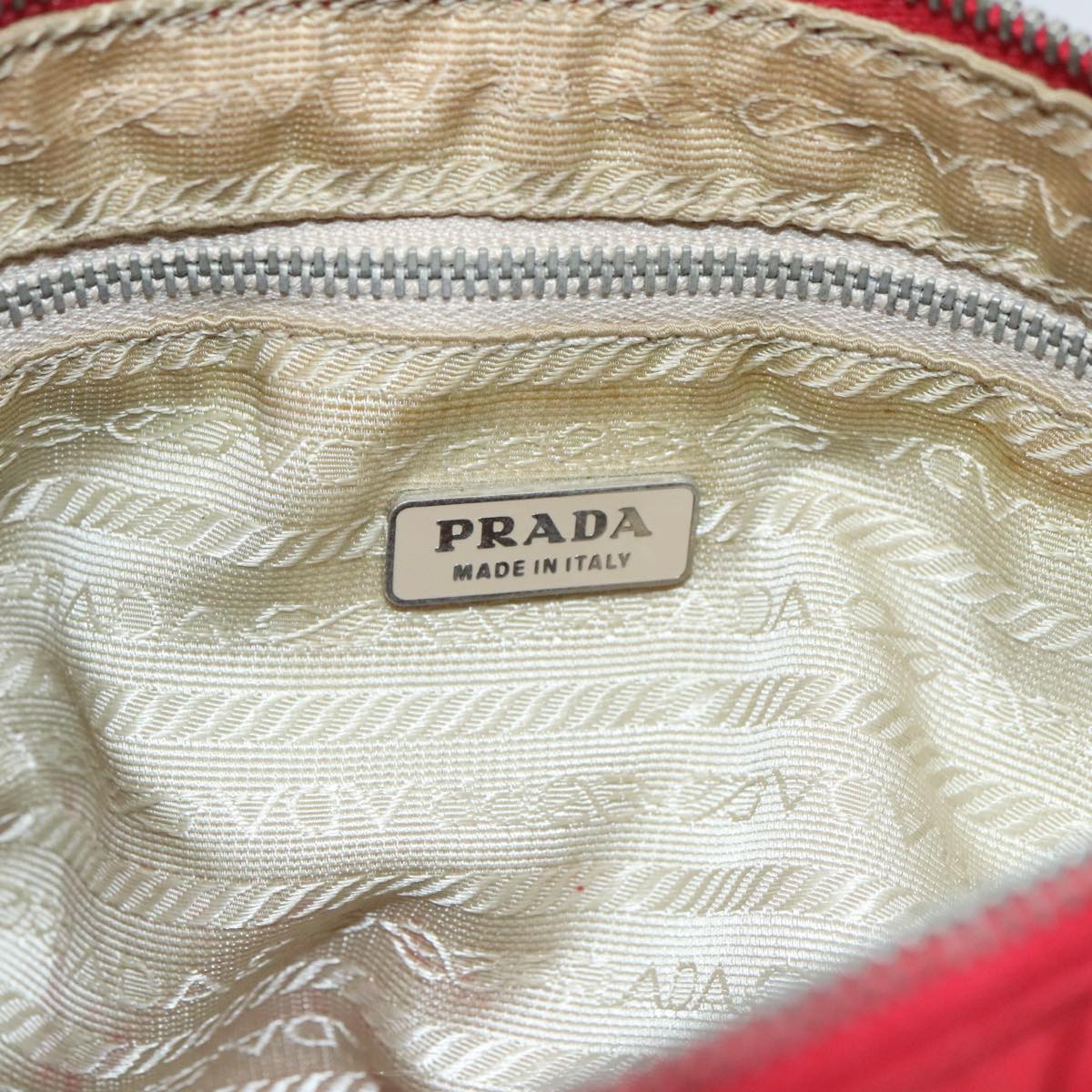 PRADA Hand Bag Nylon Red Auth 102978