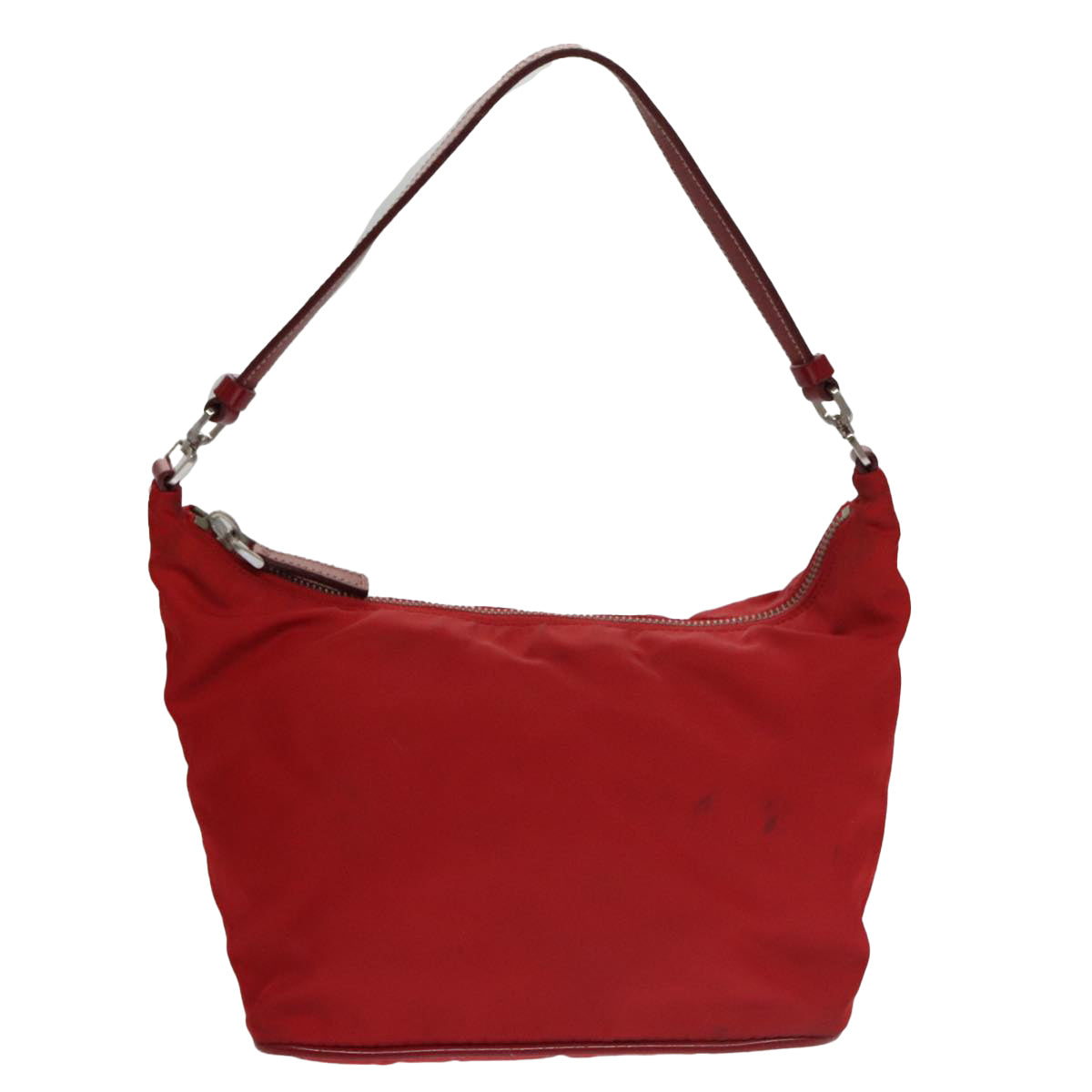 PRADA Hand Bag Nylon Red Auth 102978