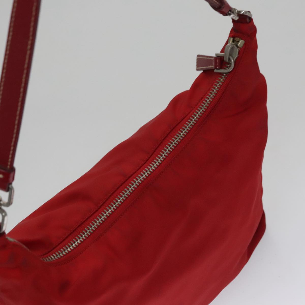 PRADA Hand Bag Nylon Red Auth 102978