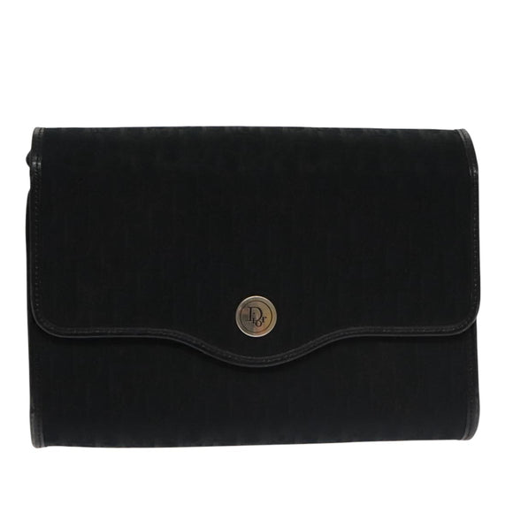 Christian Dior Trotter Canvas Shoulder Bag Black Auth 102985