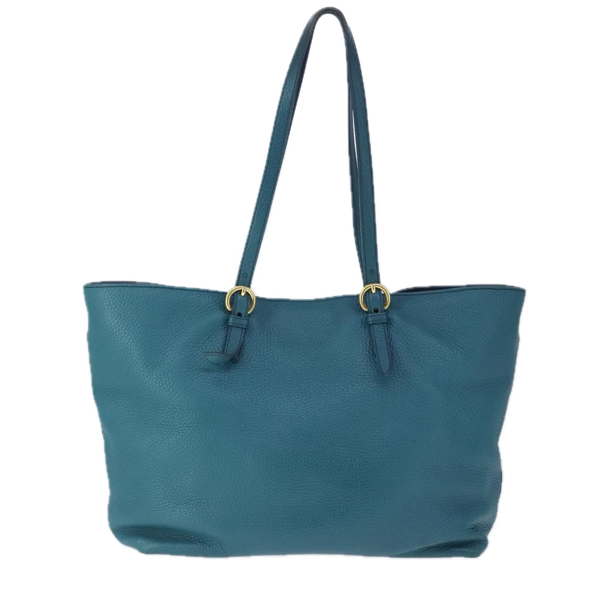 Miu Miu Tote Bag Leather 2way Blue Gold Auth 102989 - 0