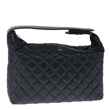 CHANEL Matelasse Hand Bag Caviar Skin Black CC Auth 102997A