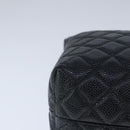 CHANEL Matelasse Hand Bag Caviar Skin Black CC Auth 102997A-14