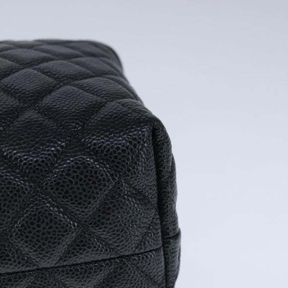 CHANEL Matelasse Hand Bag Caviar Skin Black CC Auth 102997A