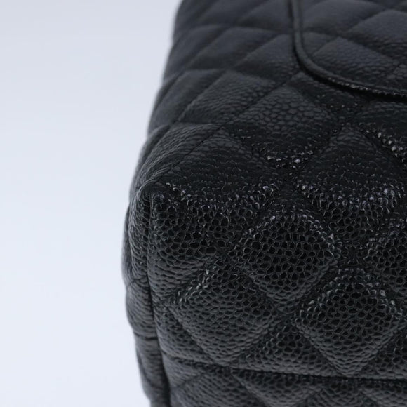 CHANEL Matelasse Hand Bag Caviar Skin Black CC Auth 102997A