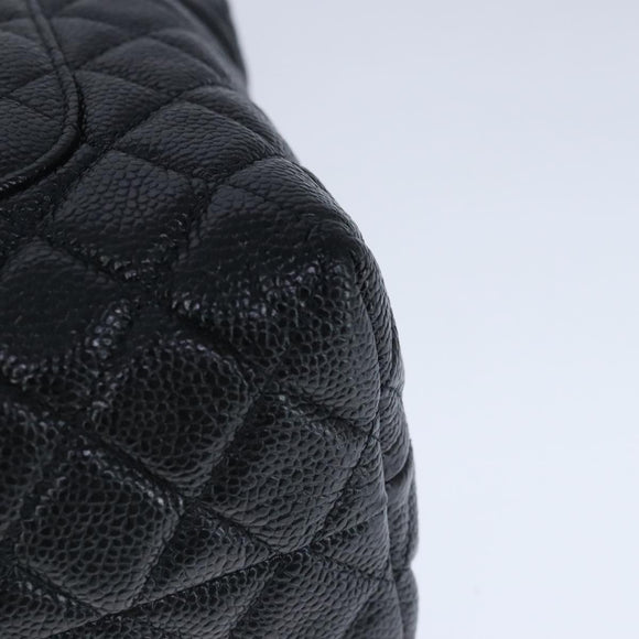 CHANEL Matelasse Hand Bag Caviar Skin Black CC Auth 102997A