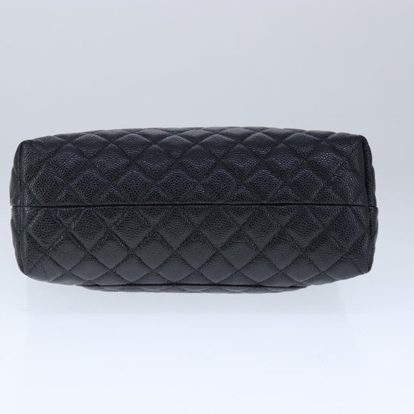 CHANEL Matelasse Hand Bag Caviar Skin Black CC Auth 102997A