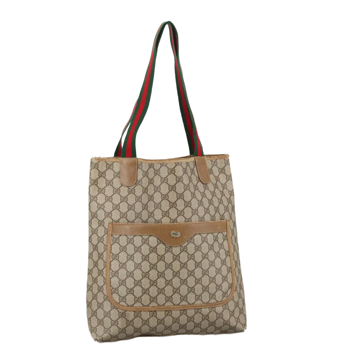 GUCCI GG Supreme Web Sherry Line Tote Bag PVC Beige 39 02 003 Auth 103005