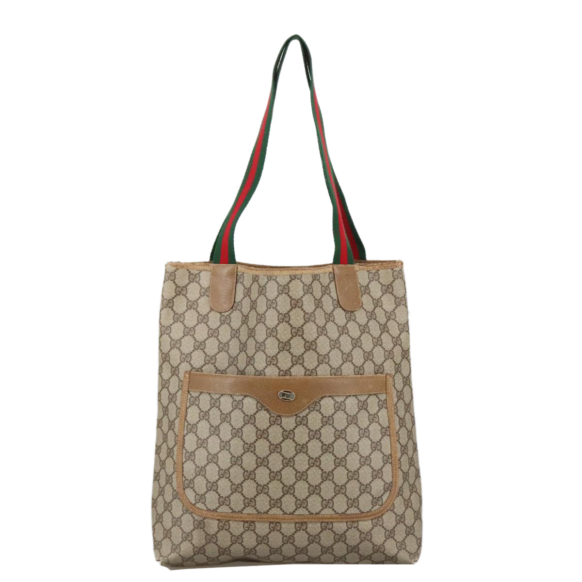 GUCCI GG Supreme Web Sherry Line Tote Bag PVC Beige 39 02 003 Auth 103005