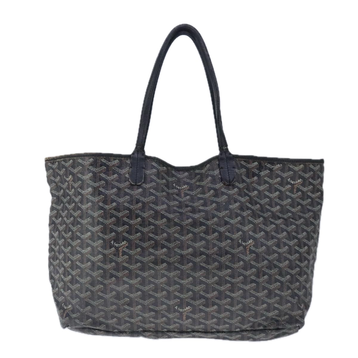 GOYARD Herringbone Saint Louis PM Tote Bag PVC Leather Black Auth 103021 - 0