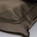LOEWE anagram Hand Bag Leather Bronze Auth 103025-14