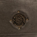 LOEWE anagram Hand Bag Leather Bronze Auth 103025-17
