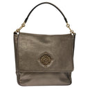 LOEWE anagram Hand Bag Leather Bronze Auth 103025-13