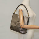 LOEWE anagram Hand Bag Leather Bronze Auth 103025-23