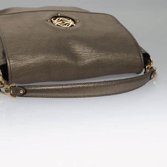 LOEWE anagram Hand Bag Leather Bronze Auth 103025