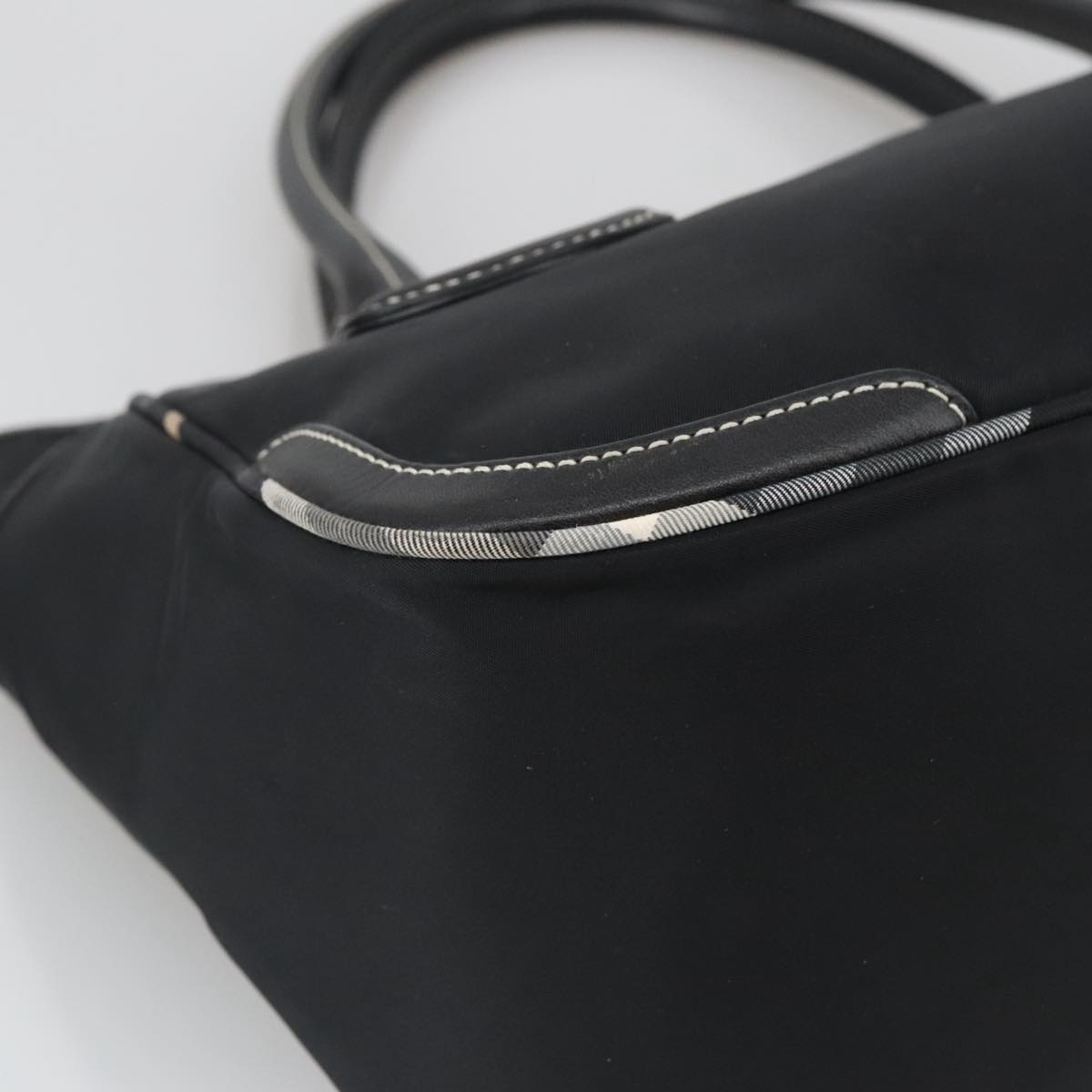 BURBERRY Blue Label Tote Bag Nylon Black Silver Auth 103026